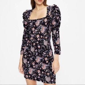 Ted Baker Black Dracena Printed Cotton Mini Dress sz 1